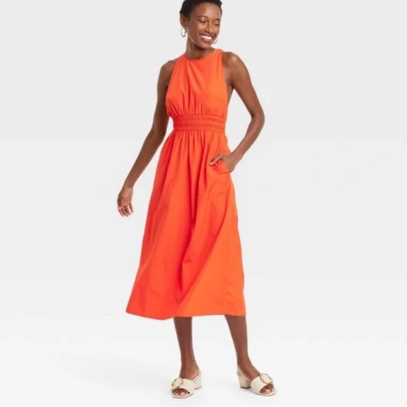 a new day | Dresses | Womens Poplin Cross Back Midi Dress A New Day Red New Sz Large | Poshmark a new day | Dresses | Womens Poplin Cross Back Midi Dress A New Day Red New Sz Large | Poshmark